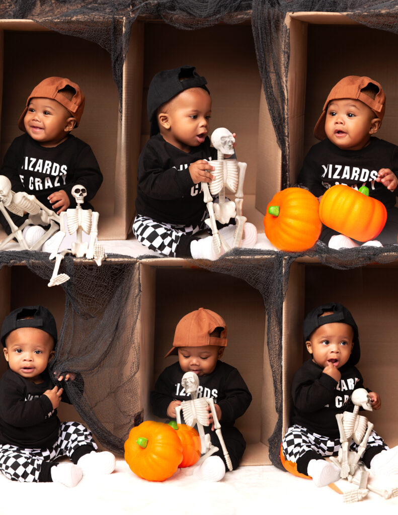 Dream photoshoot with Twin Brothers 6 Month Milestone Halloween Portraits.