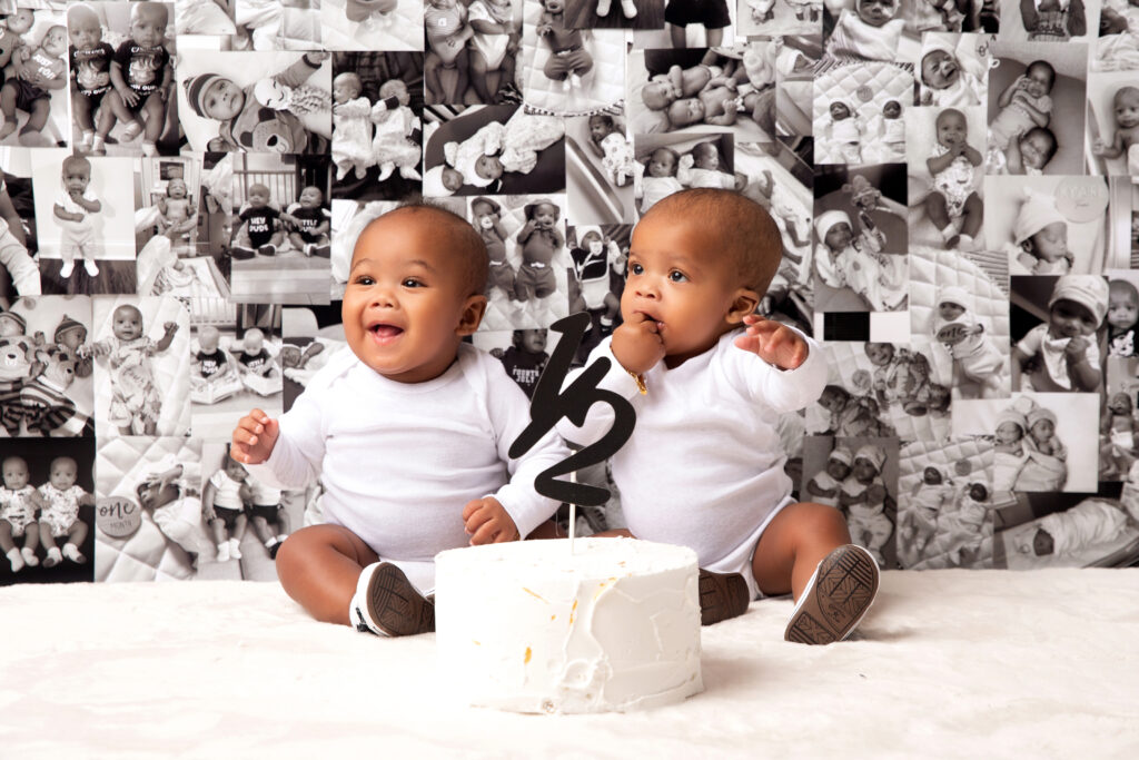 Twin Brothers 6 Month Milestone Cake Smash