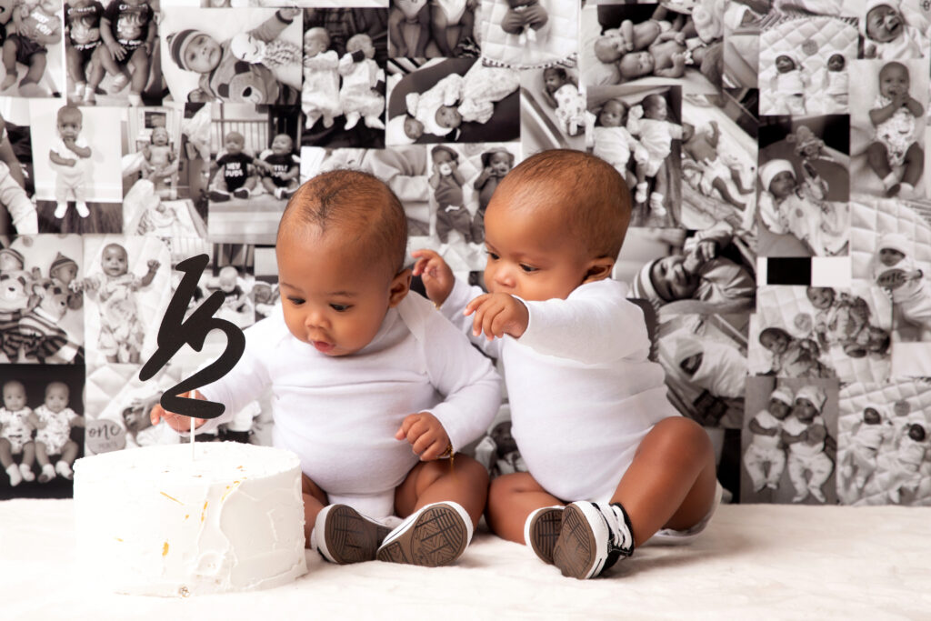 Dream photoshoot with Twin Brothers 6 Month Milestone Cake Smash.